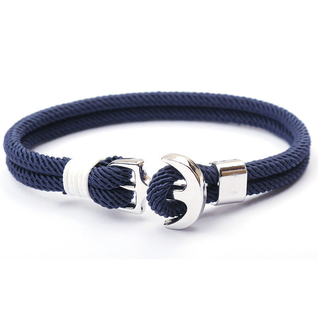 Elegant Anchor Bracelet | Nautical Charm | Adjustable Fit-Fishtail - Black-State of Style