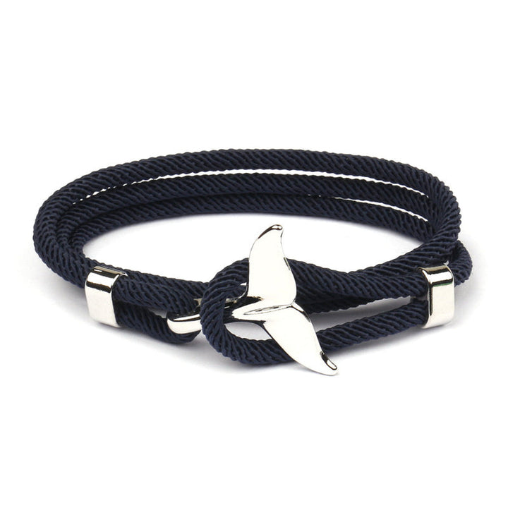 Elegant Anchor Bracelet | Nautical Charm | Adjustable Fit-Fishtail - Black-State of Style