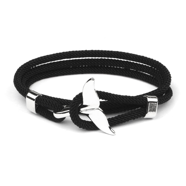 Elegant Anchor Bracelet | Nautical Charm | Adjustable Fit-Fishtail - Black-State of Style