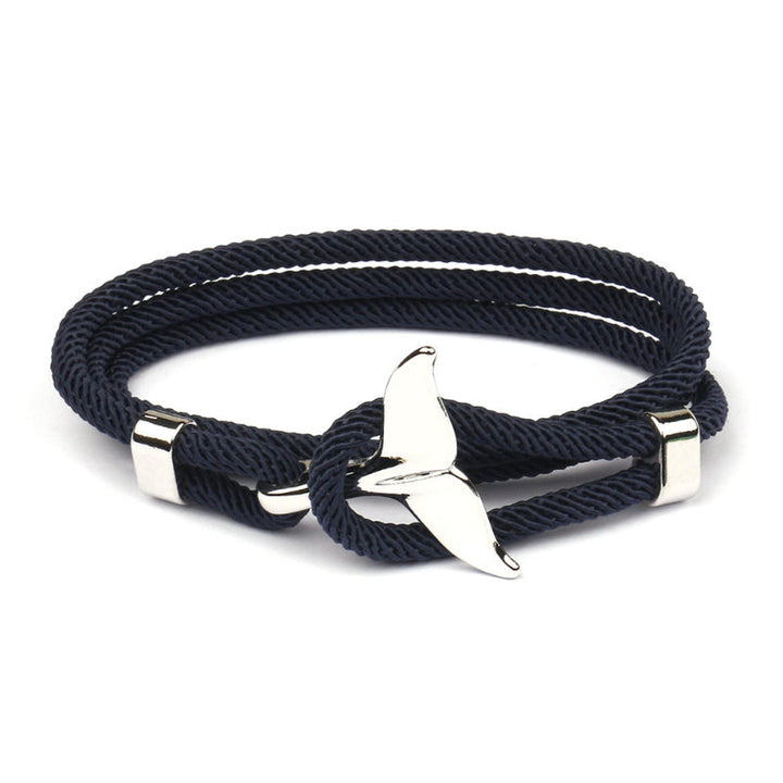 Elegant Anchor Bracelet | Nautical Charm | Adjustable Fit-Fishtail - Black-State of Style