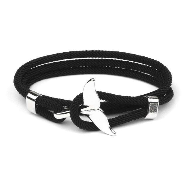 Elegant Anchor Bracelet | Nautical Charm | Adjustable Fit-Fishtail - Black-State of Style