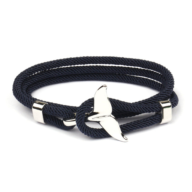 Elegant Anchor Bracelet | Nautical Charm | Adjustable Fit-Fishtail - Black-State of Style