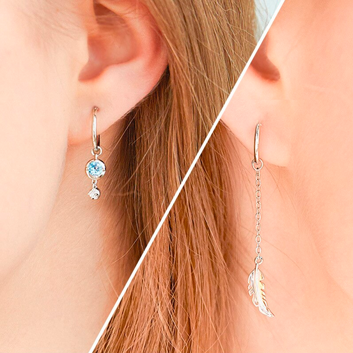 Elegant Asymmetric Feather Earrings | Sterling Silver Moonstone Jewellery-State of Style