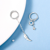 Elegant Asymmetric Feather Earrings | Sterling Silver Moonstone Jewellery-State of Style