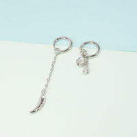 Elegant Asymmetric Feather Earrings | Sterling Silver Moonstone Jewellery-State of Style