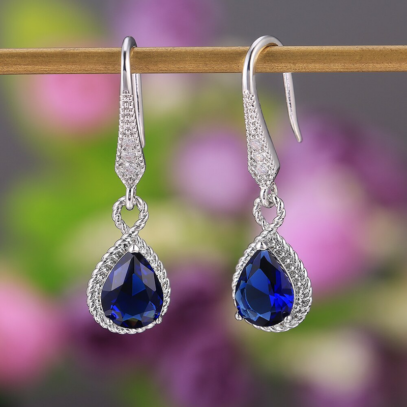 Elegant Blue Crystal Earrings | Women’s Jewellery-Silver-State of Style