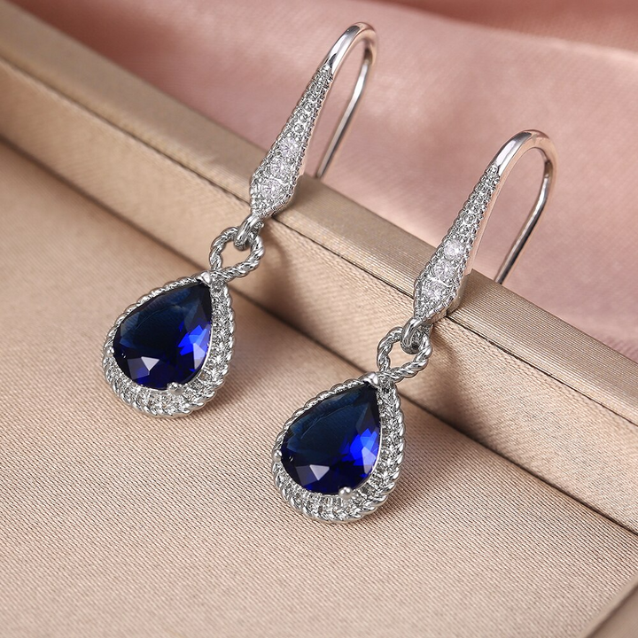 Elegant Blue Crystal Earrings | Women’s Jewellery-Silver-State of Style