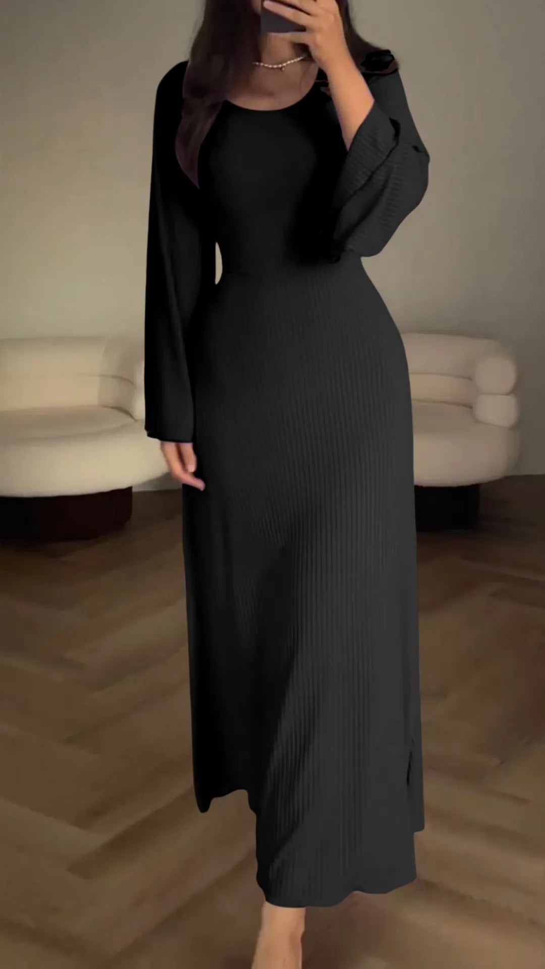 Elegant bodycon maxi dress with lacing – Valencia-Black-S-State of Style