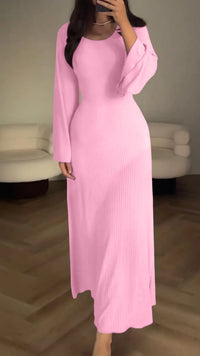 Elegant bodycon maxi dress with lacing – Valencia-Pink-S-State of Style
