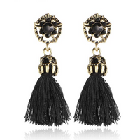 Elegant Brushed Earrings | Women's Jewellery-Black Crystal-State of Style