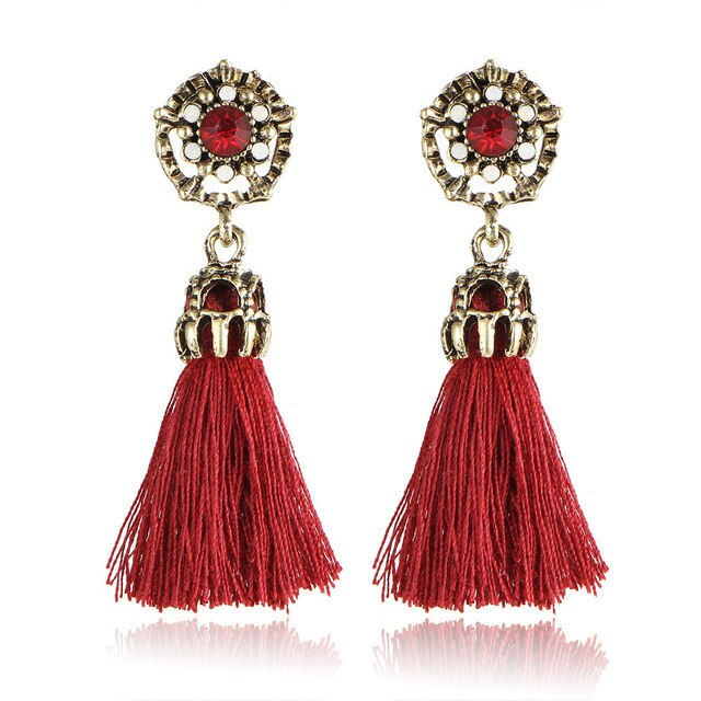 Elegant Brushed Earrings | Women's Jewellery-Red Crystal-State of Style