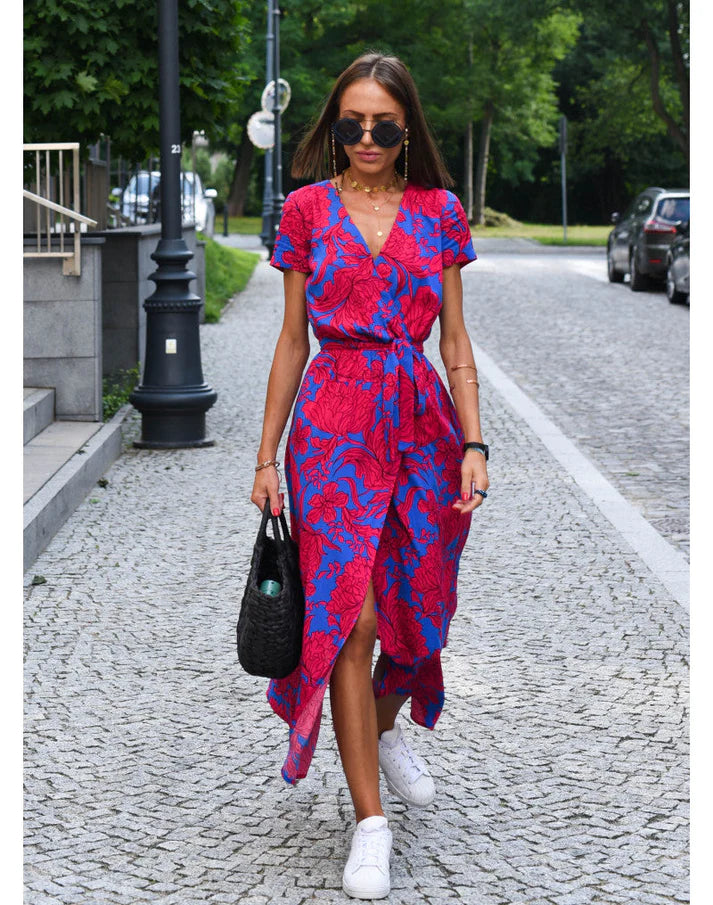 Elegant Cassidy Midi Dress | Versatile & Comfortable-Red/Blue-XS-State of Style