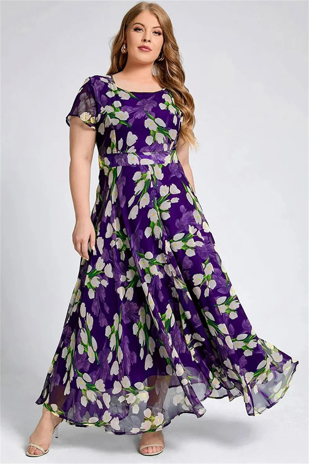 Elegant Casual A-Line Plus-Size Dress-Navy Blue-2XL-State of Style