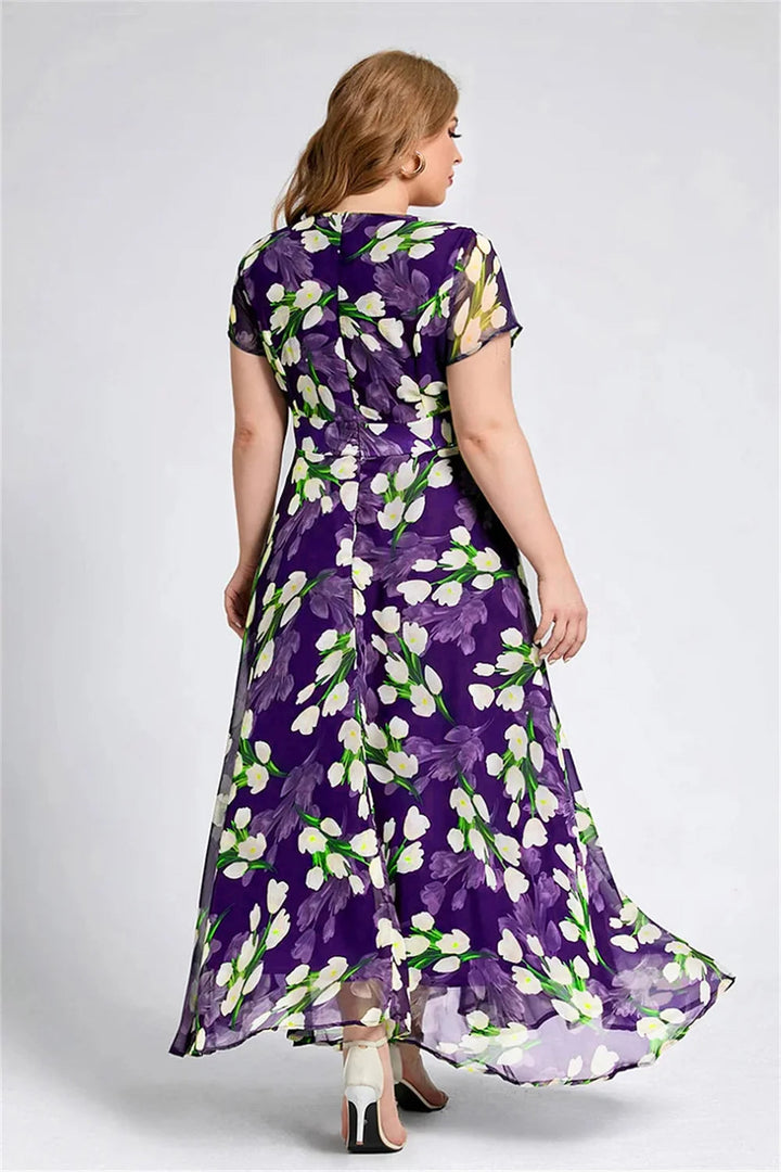 Elegant Casual A-Line Plus-Size Dress-Navy Blue-2XL-State of Style