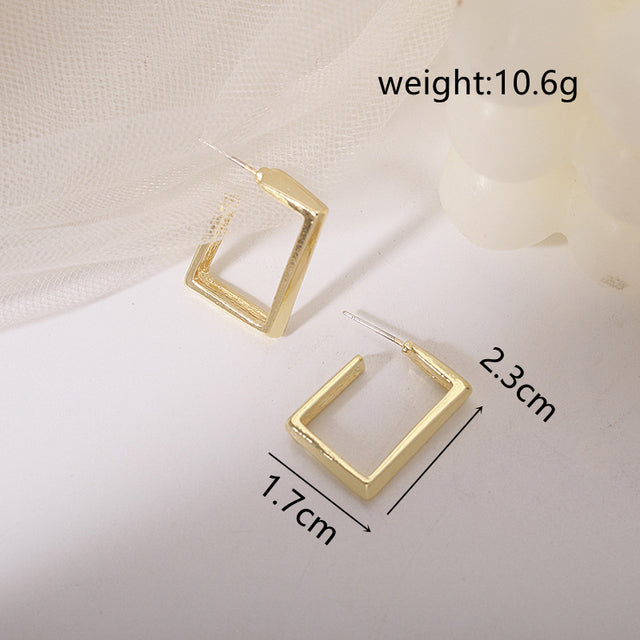 Elegant Circle Stud Earrings | Simple and Stylish-Square Gold-State of Style