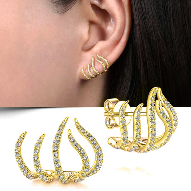 Elegant Claw Earrings | Stylish Women's Jewellery-Gold-State of Style