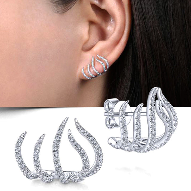 Elegant Claw Earrings | Stylish Women's Jewellery-Silver-State of Style
