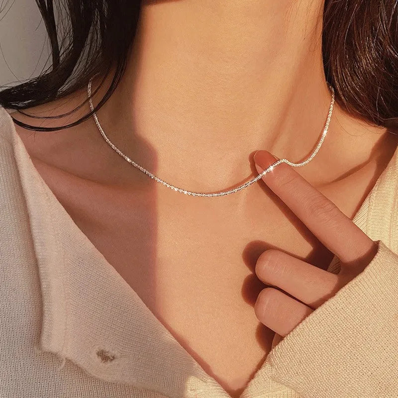 Elegant Collarbone Necklace | Silver Choker Necklace-State of Style