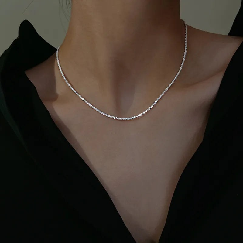 Elegant Collarbone Necklace | Silver Choker Necklace-State of Style