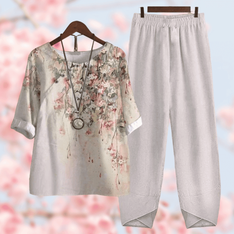 Elegant Comfort Collection | Cecily Shirt and Pants Set-Gray-M-State of Style