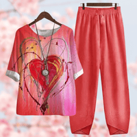 Elegant Comfort Collection | Cecily Shirt and Pants Set-Red-M-State of Style