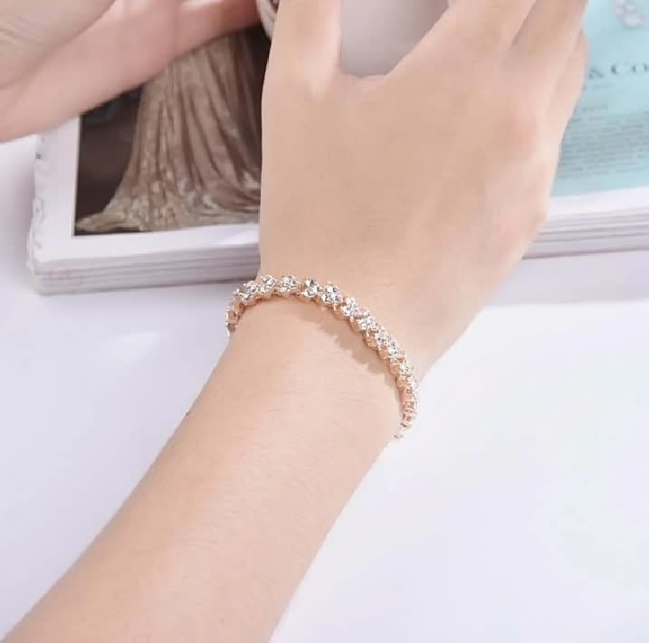 Elegant Crystal Big Bracelet | Women's Jewellery-Rose Gold-State of Style