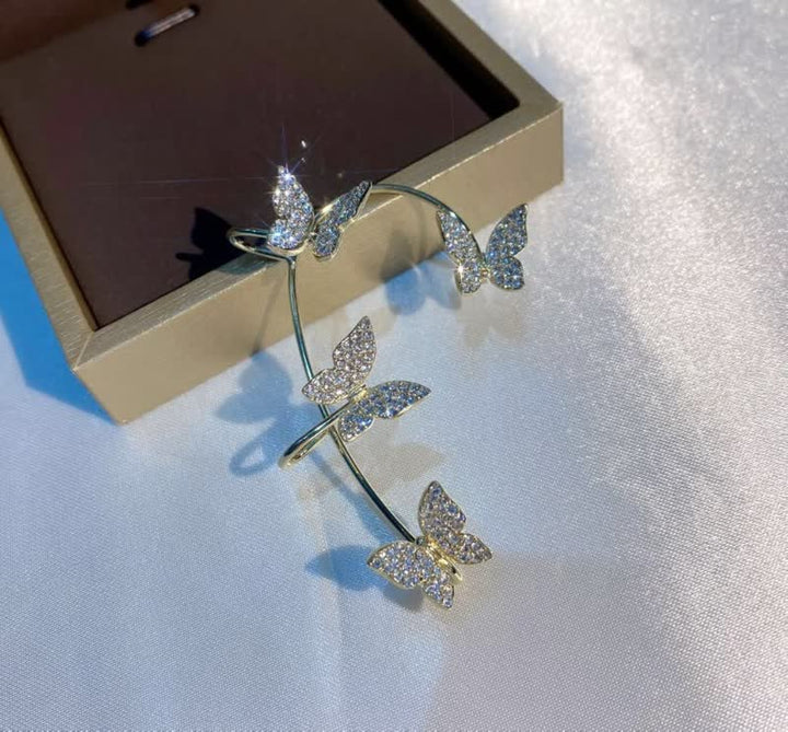 Elegant Crystal Clip Earrings for Women-Gold on the left-State of Style