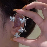 Elegant Crystal Clip Earrings for Women-Left silver-State of Style