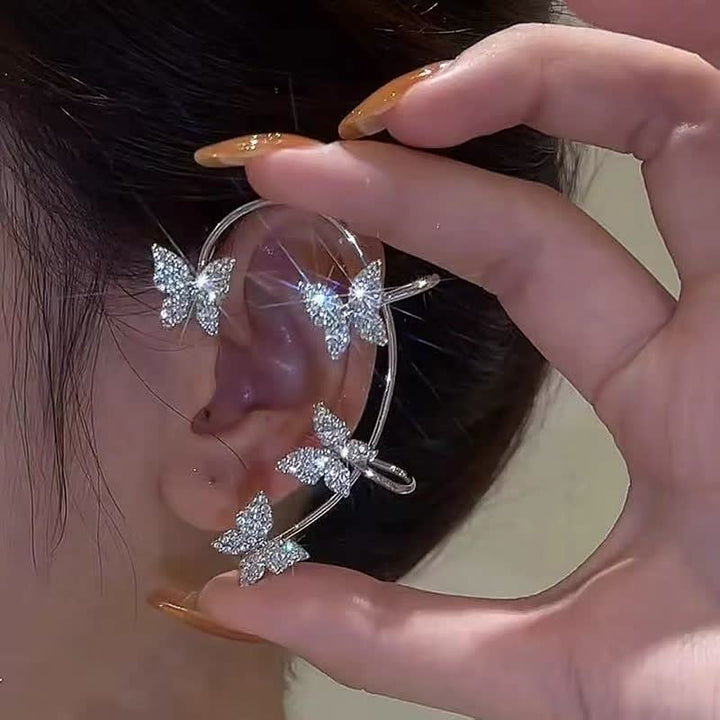 Elegant Crystal Clip Earrings for Women-Left silver-State of Style