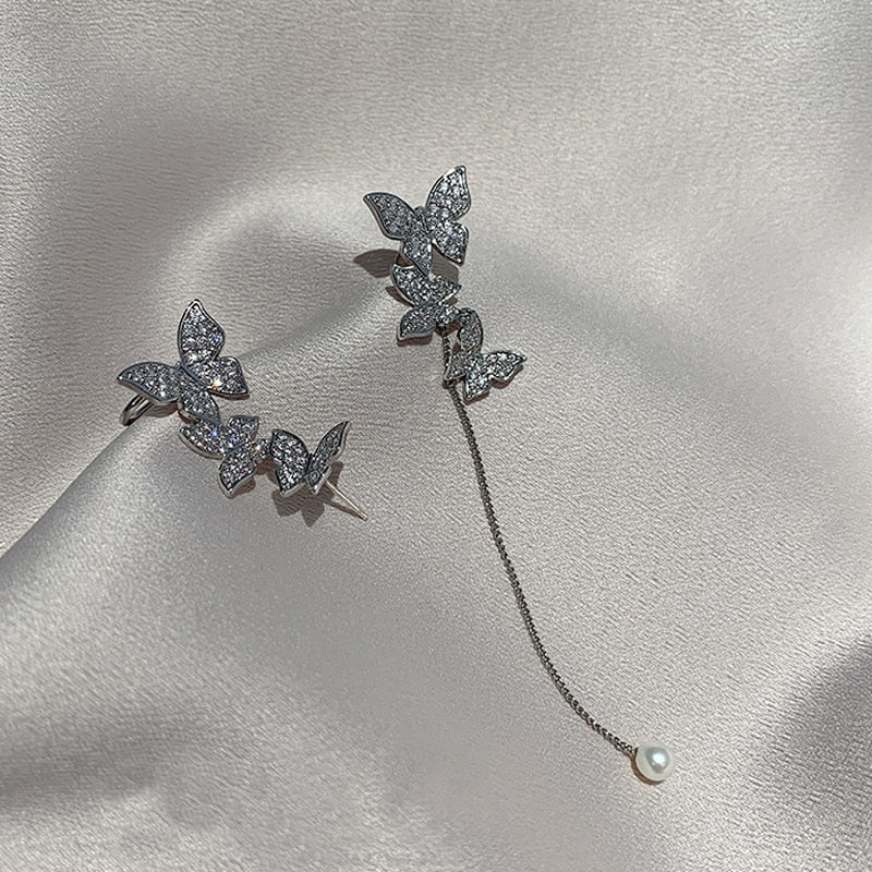 Elegant Dangle Earrings | Rhinestone Sparkle-Butterfly crystal-State of Style