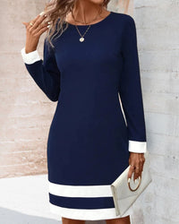Elegant Dark Blue Women's Dress with Classic Silhouette – Aurelia-S-State of Style