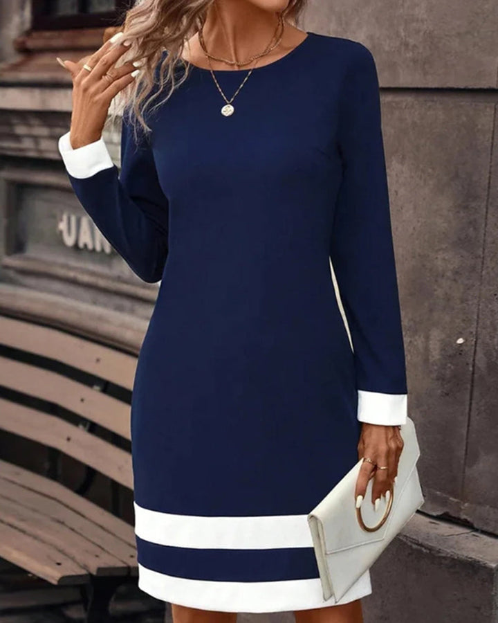 Elegant Dark Blue Women's Dress with Classic Silhouette – Aurelia-S-State of Style