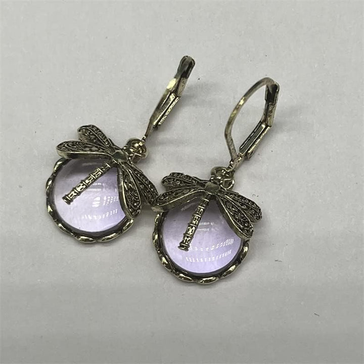 Elegant Dragonfly Moonstone Drop Earrings-LIGHT PINK-State of Style