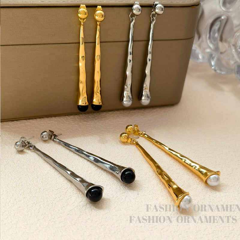 Elegant Drop Earrings for Women-Gold Black-State of Style