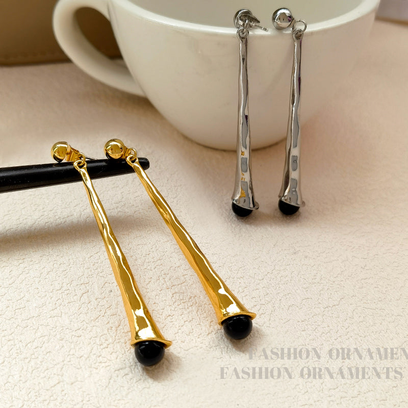 Elegant Drop Earrings for Women-Gold Black-State of Style