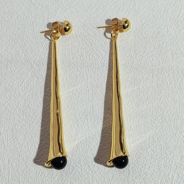Elegant Drop Earrings for Women-Gold Black-State of Style