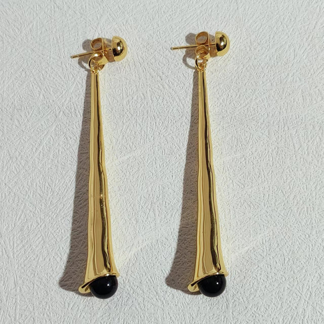 Elegant Drop Earrings for Women-Gold Black-State of Style
