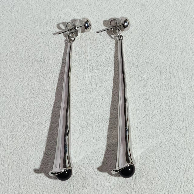 Elegant Drop Earrings for Women-Silver Black-State of Style