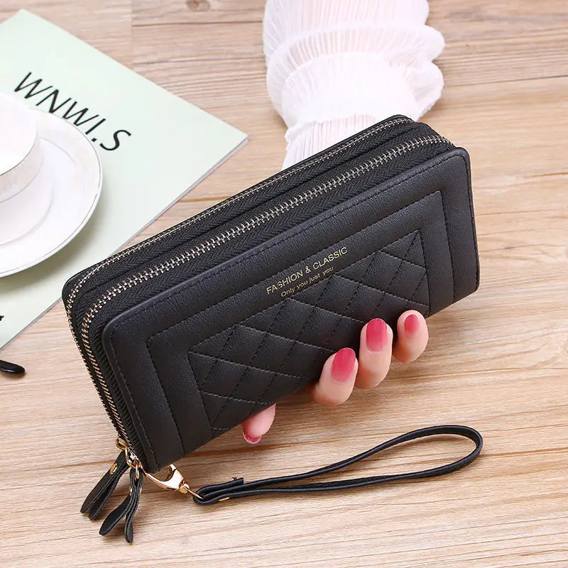 Elegant Dual-Zip Women's Clutch – Stylish & Organised Wallet-Black-State of Style