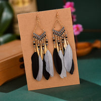 Elegant Feather Earrings | Long Dangle Jewellery for Women-Sky blue-State of Style