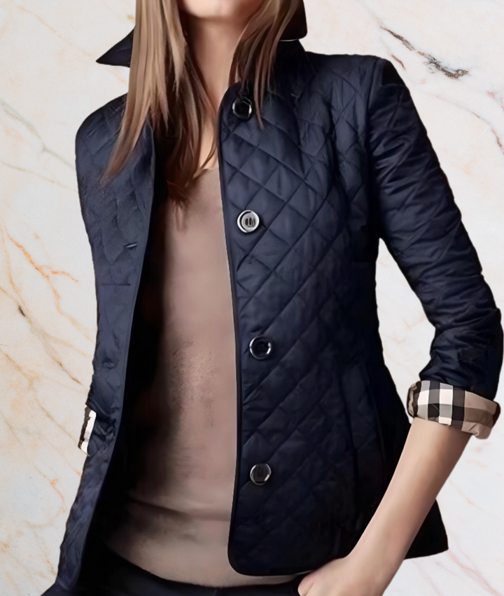 ELEGANT FITTED JACKET WITH EMBOSSED PATTERN DESIGN-M-Navy Blue-State of Style