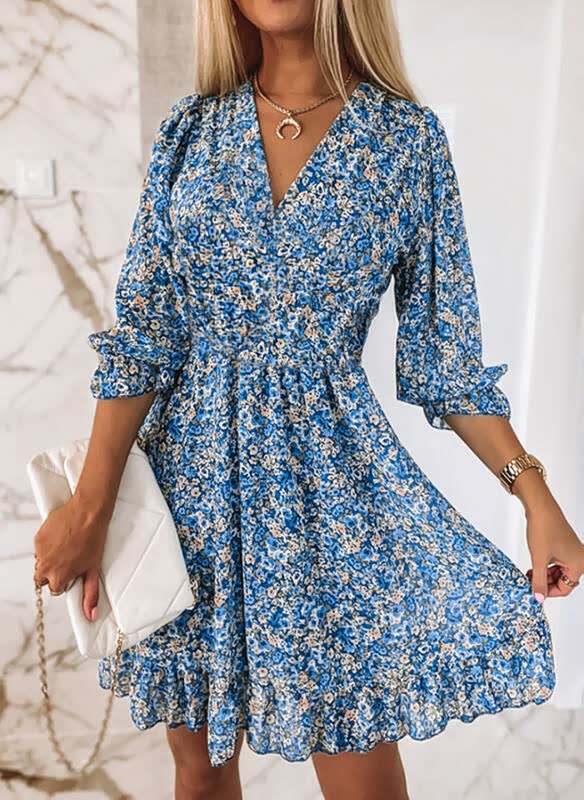 Elegant Floral Mini Dress-Rose-S-State of Style