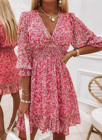 Elegant Floral Mini Dress-Rose-S-State of Style
