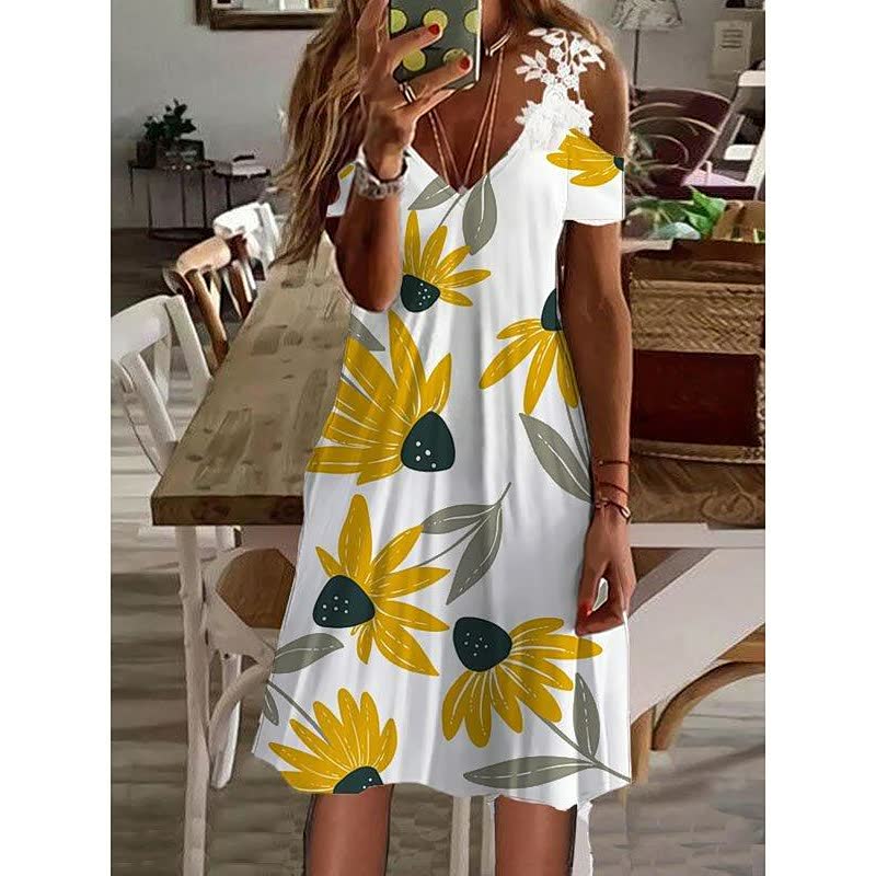 Elegant Flower Dress | Perfect for Any Occasion-Yellow-S-State of Style