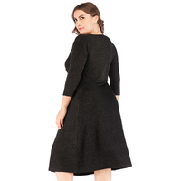 Elegant Glitter Wrap Dress in Plus Sizes-Black-2XL-State of Style