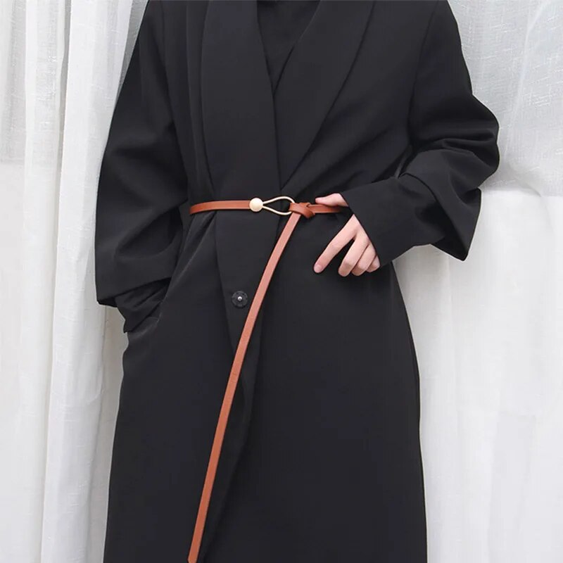 Elegant Gold Buckle Knot Strap Belt – Stylish & Adjustable-Black-State of Style