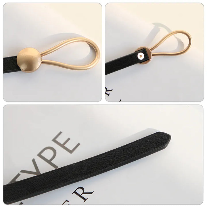 Elegant Gold Buckle Knot Strap Belt – Stylish & Adjustable-Black-State of Style