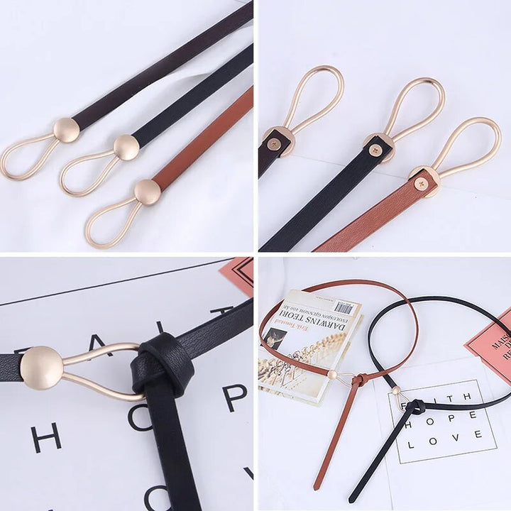 Elegant Gold Buckle Knot Strap Belt – Stylish & Adjustable-Black-State of Style