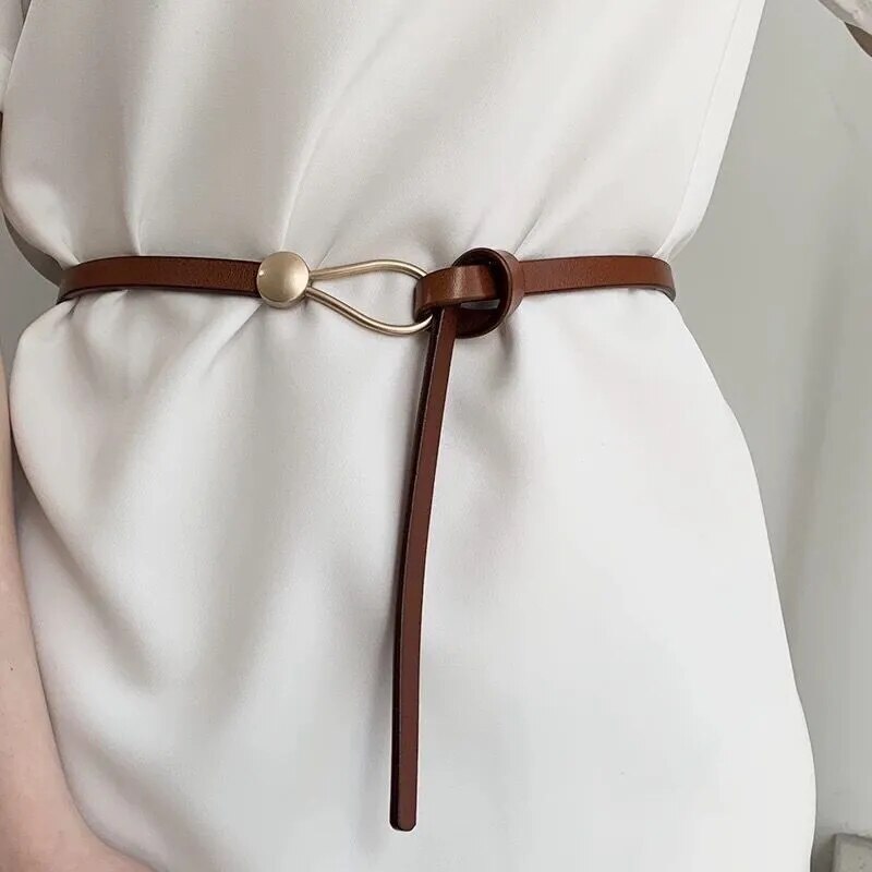 Elegant Gold Buckle Knot Strap Belt – Stylish & Adjustable-Black-State of Style