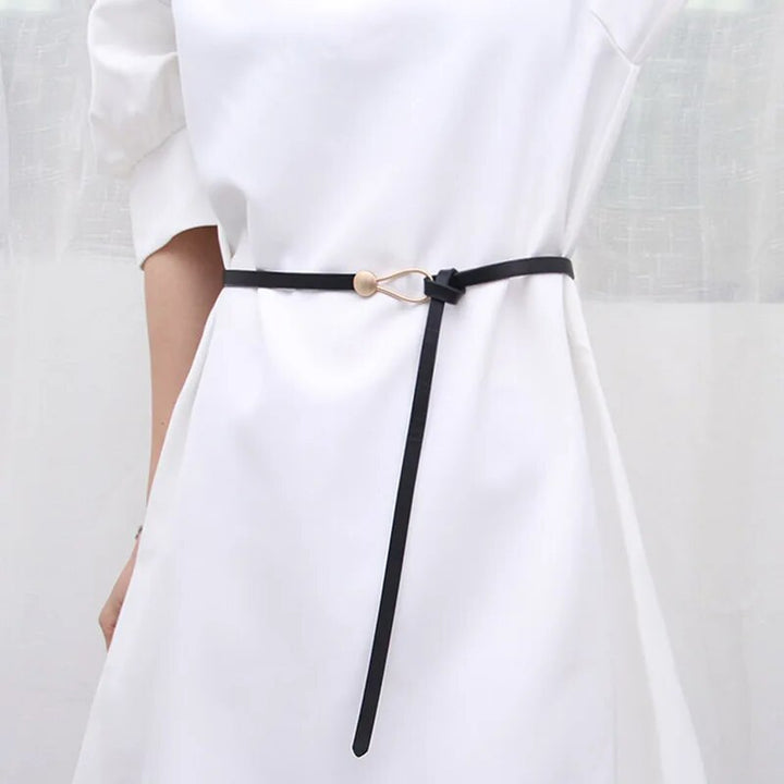Elegant Gold Buckle Knot Strap Belt – Stylish & Adjustable-Black-State of Style